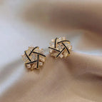 20#Gold diamond flower earrings