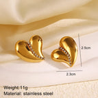 (Vacuum Plating) Gold Love Heart Earrings