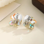 White.-14K Gold Plated-Love Butterfly Studs