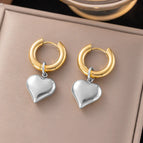 Qyg3056 Peach Heart Earrings Two-Tone