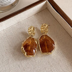 Geometric Pendant Resin Stud Earrings