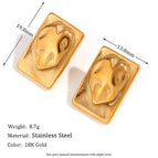 Casting Three-Dimensional Irregular Heart-Shaped Rectangular Earrings-Gold