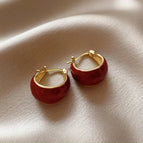1#Earrings - Red (Real Gold Plating)