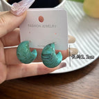 4509 Moon C-shaped Earrings Blue