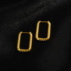 E108 Rectangular XINGX Earrings-Gold