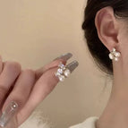 Square zirconia pearl earrings