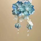 Exquisite blue gradient flower temperament earrings