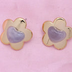 Flower Lavender Heart Gold