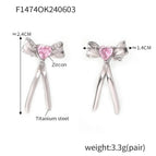Steel Pink Zirconium Earrings