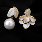 2506001B Beige Drop Glaze Enamel Pearl Earrings (S925 Silver Needle)