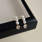 Loving Heart Zircon Pearl-Silver Needle