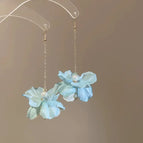 Fashioneasiest for match blue flower pendant earrings
