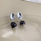 Retro Modern Black Pearl-Silver Needle