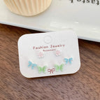 Gdw4 Blue Green Butterfly Pink Flower【Three Pairs】