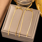 4 [Ag219] Bowknot Earrings Gold/100*24mm