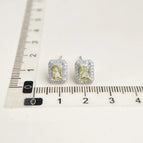 Olive Green Square Zircon-Silver Needle