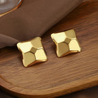 Gold / Stereo Geometric Square Ear Studs