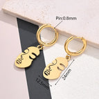 24x12.5mm / Small Size Hollow Face Earrings (Gold) / 1 Pair/Package