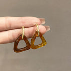925 Silver Needle-Geometric Brown Stud Earrings (E05-15）-