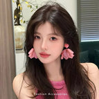 Pink petal chiffon earrings