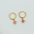 E0081-6 Green Square Earrings
