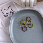 Yellow Mixed Coffee Color - Continuous Circle Hoop Earrings