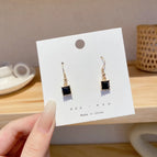 47# Black Crystal Pendant Earrings-Ear hook