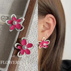 1450 White Edge Rose Red Petals 925 Silver Needle