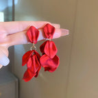 27# Silver Needle-Gold/1.3*1.1cm-Red Petal Fringe