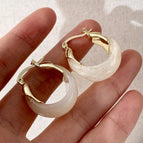 2411186A White Hoop Earrings