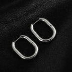 E105 Elliptical Glossy Ear Clip-Steel Color