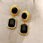 2404185A Black Square Earrings (S925 Silver Needle)