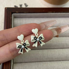 White Butterfly Love Heart Stud Earrings R4936c