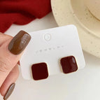 Burgundy Square [Earrings]