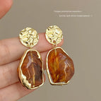 Geometric Pendant Resin Stud Earrings