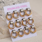 Ed92 / Gold and Silver Rose Mixed Color / 6 Pairs/Card