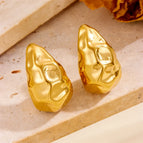 Water Drop Hammered Earrings Gold