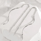 Curved Piece Hanging Earrings Silver