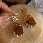 21# Geometric Pendant Resin Stud Earrings