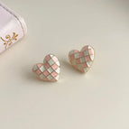 Plaid Dripping Heart-Silver Needle