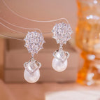 62# Rhinestone Pearl Earrings (Real Gold Plating)