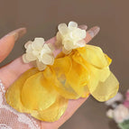 Yellow Resin Hydrangea Chiffon Petal Stud Earrings