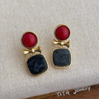 Gray Square Pendant Earrings