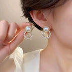 Pearl and hoop【E0199 Silver Needle】