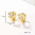 Gold / 1.4cm 1cm White Butterfly