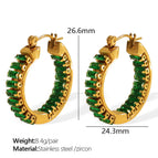Eh843gng Green Zirconium Gold Earrings