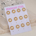 Ear Studs 74 / Gold / 6 Pairs/Card