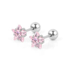 Steel Color Pentagram Pink Zirconium / 0.8*6*6 * 4mm