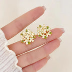 Enamel drip glaze osmanthus earrings