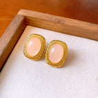 17# Silver Needle-Gold/1.3*1.1cm-Pink Oval